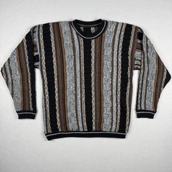 Unbranded Other - Vintage Coogi Style 3D Knit Sweater Mens Multi Color Vertical Stripe No Tag